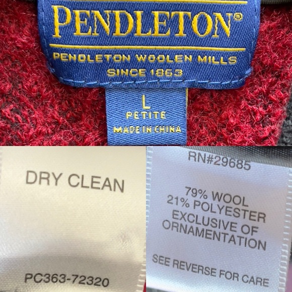 Pendleton Red Black Wool Southwest Cardigan Button Up Jacket Aztec Western LP - Picture 7 of 7